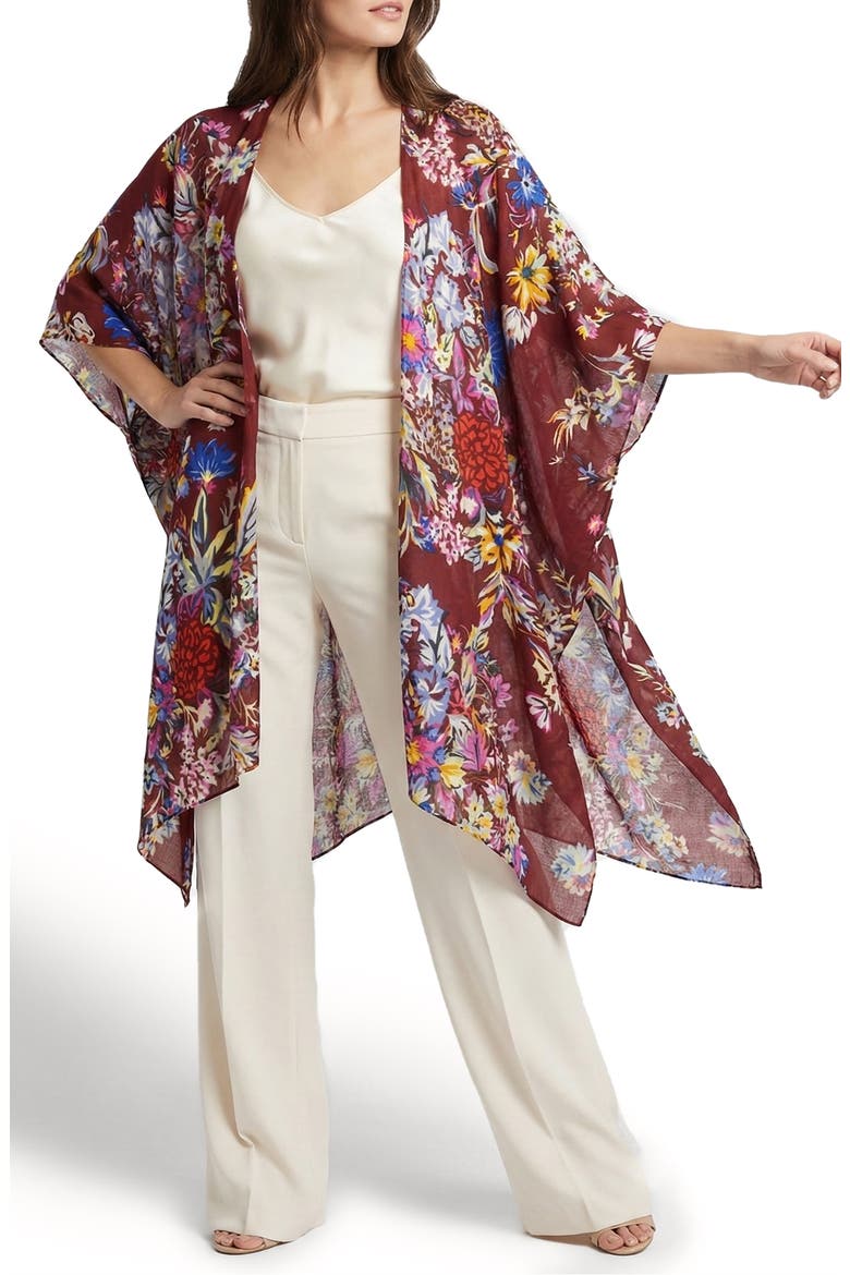 Floral Ruana, Main, color, RUST