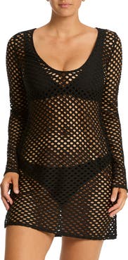 Sea Level Castaway Reversible Mesh Cover-Up Dress