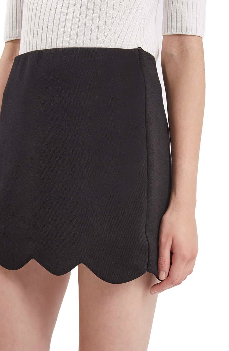 Topshop Scallop Hem Miniskirt, Alternate, color, 