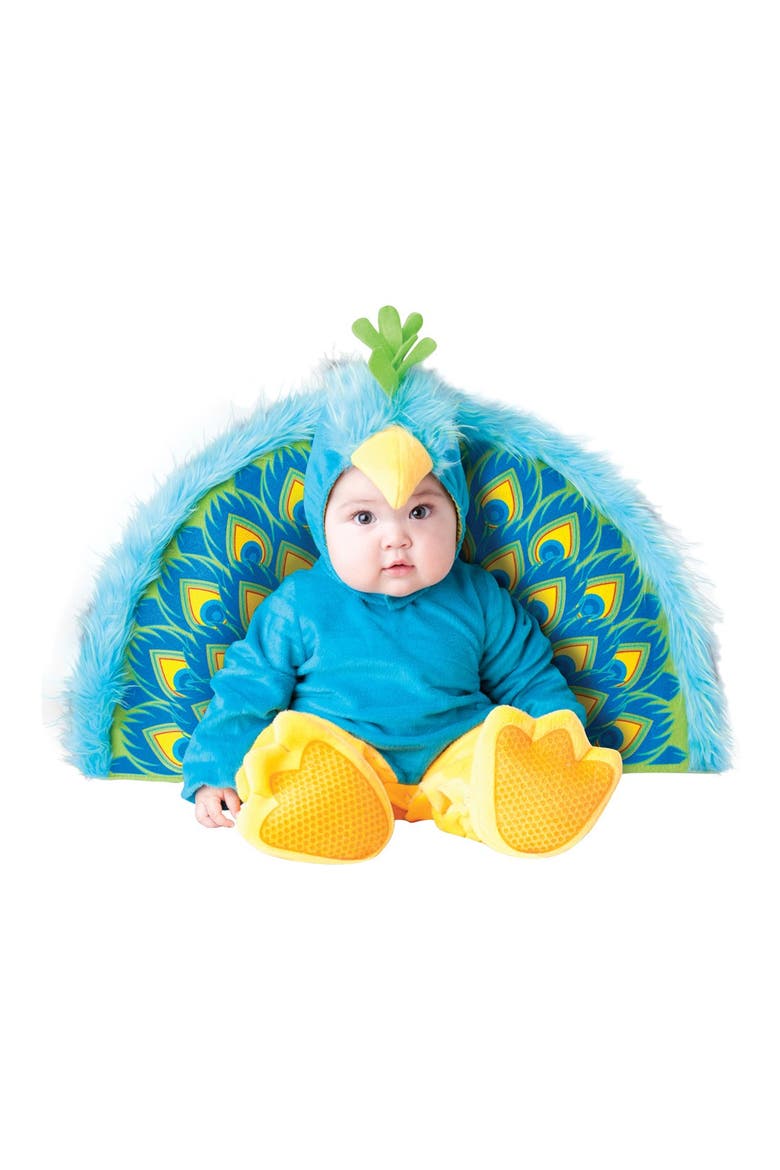 'Precious Peacock' Jumpsuit & Plumage, Main, color, BLUE