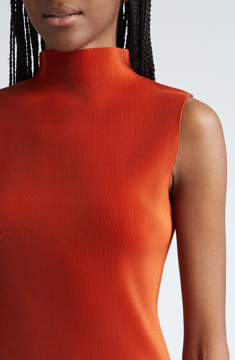 Pleats Please Issey Miyake Pleated Funnel Neck Sleeveless Top, Alternate, color, 