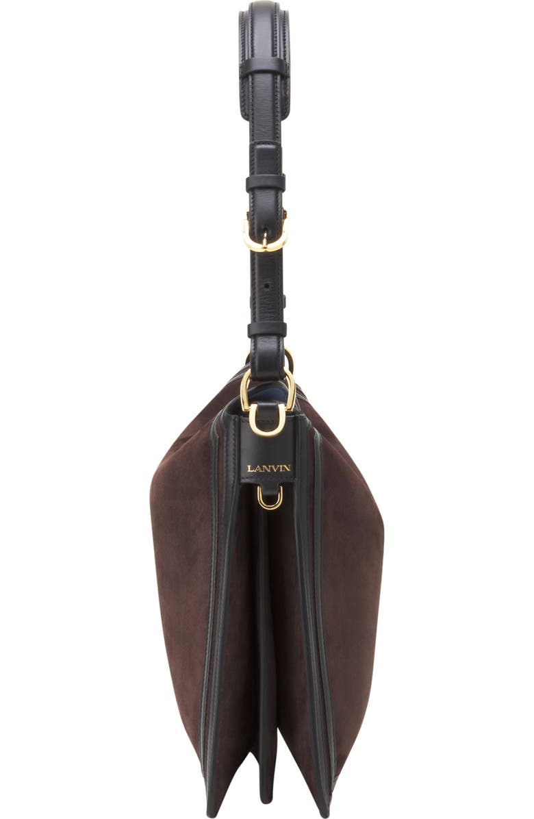 Lanvin Compagnon Asymmetrical Bag In Suede, Alternate, color, Dark Mocha