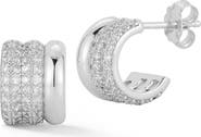 GLAZE JEWELRY Pavé Cubic Zirconia Triple Row Hoop Earrings
