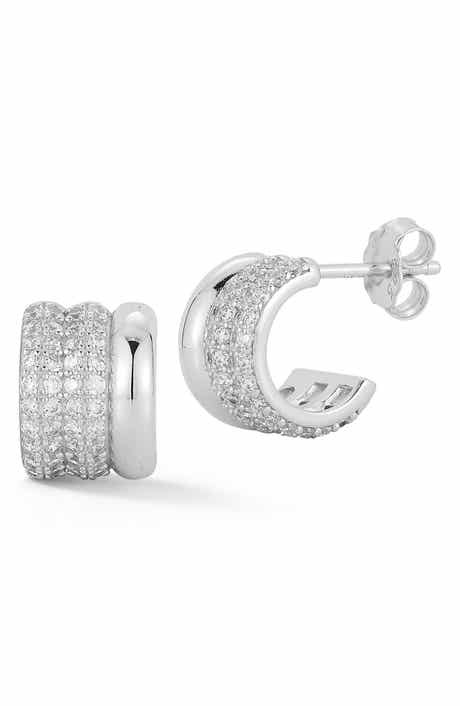 GLAZE JEWELRY Pavé Cubic Zirconia Triple Row Hoop Earrings