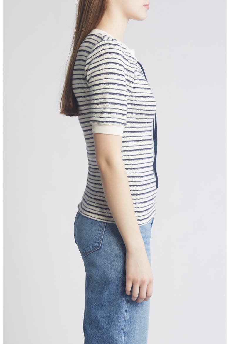 Reeve Lace Up Cotton Knit Top, Alternate, color, FREEHAND STRIPE