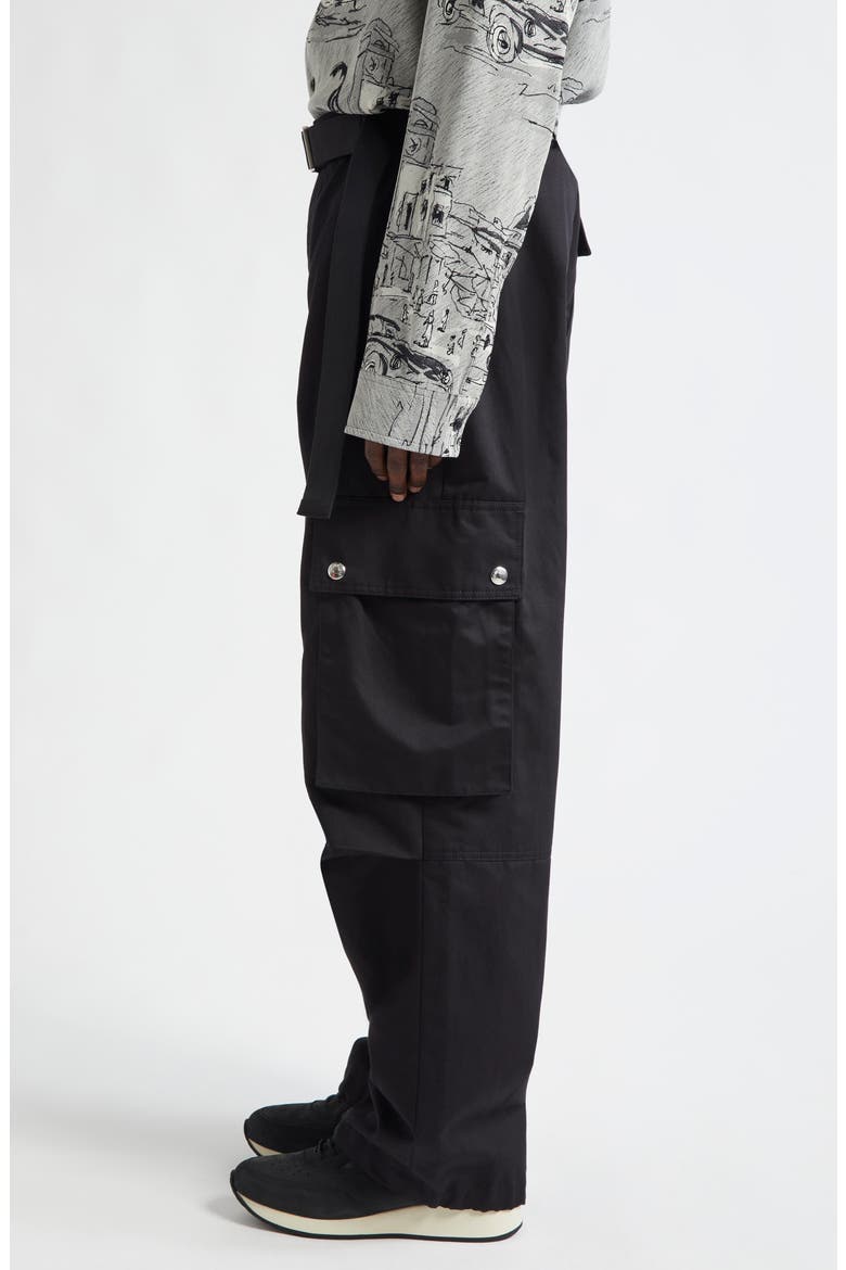Le Cargo Cotton & Linen Pants, Alternate, color, BLACK