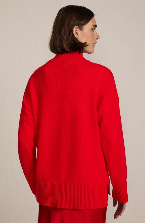 Lands' End Dweller Split Hem Turtleneck Sweater In Red