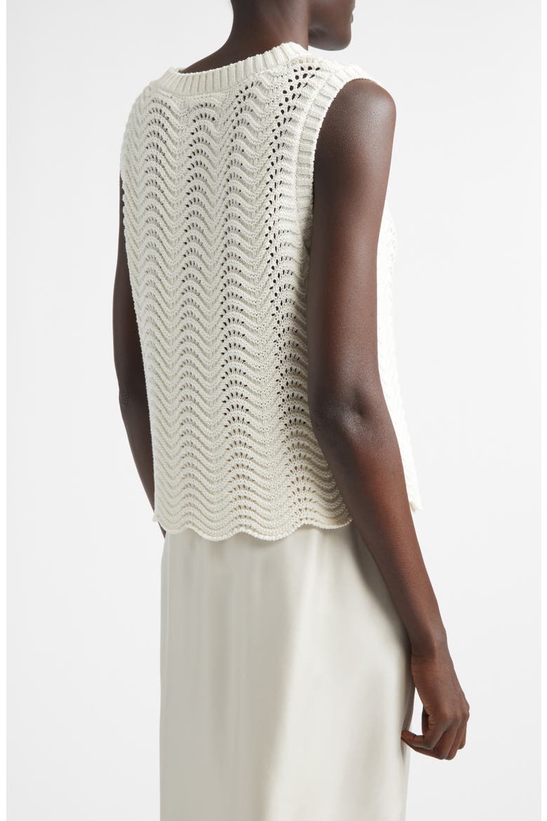 Vittoria Open Knit Cotton Sleeveless Sweater, Alternate, color, IVORY