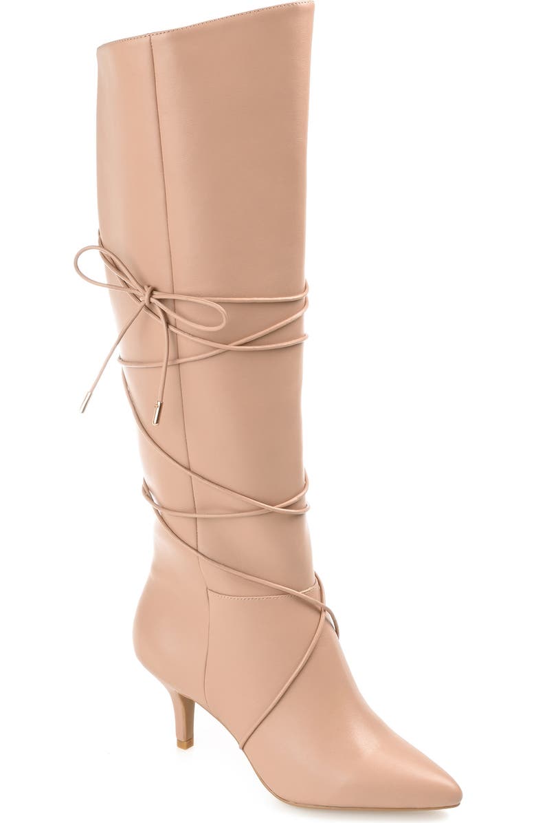 Journee Collection Kaavia Wrapped Tie Tall Boot, Main, color, Nude