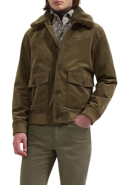 Corduroy Blouson Jacket with Faux Shearling Collar