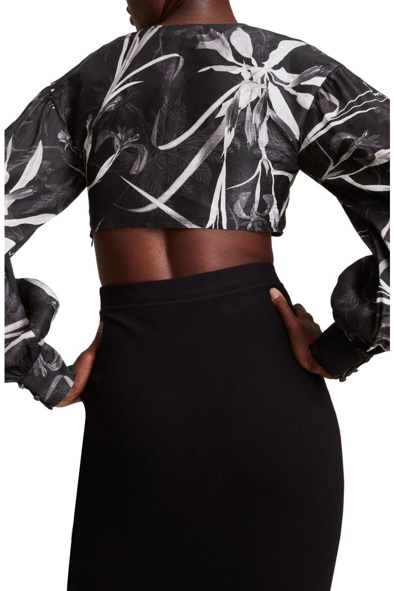 Carla Rutland Crop Silk & Linen Top, Alternate, color, BLACK
