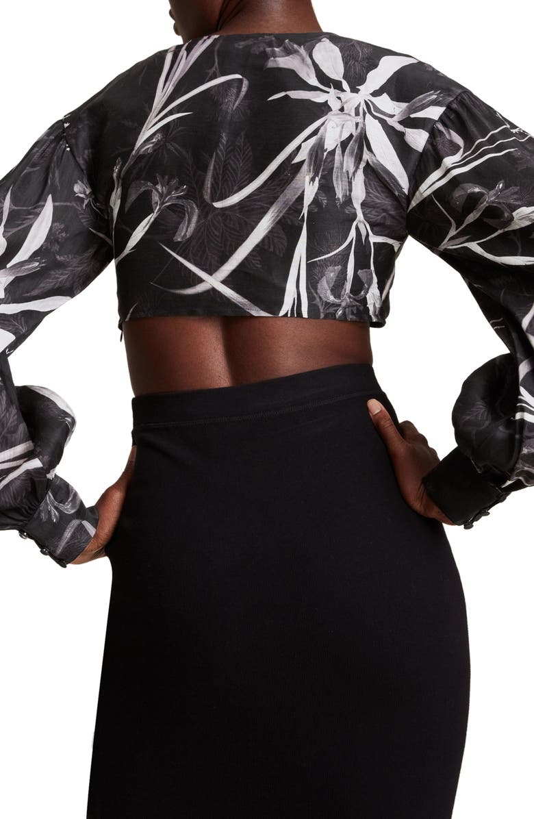 AllSaints Carla Rutland Crop Silk & Linen Top, Alternate, color, 