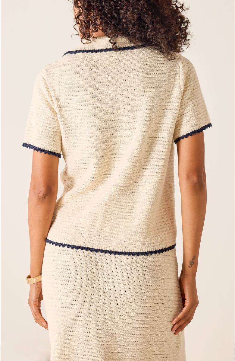 Voyageur by MERSEA Paley Polo Crochet Top, Alternate, color, Ecru/Navy