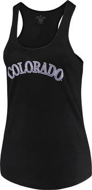 SOFT AS A GRAPE Women's Soft as a Grape Black Colorado Rockies Plus Size Swing for the Fences Racerback Tank Top