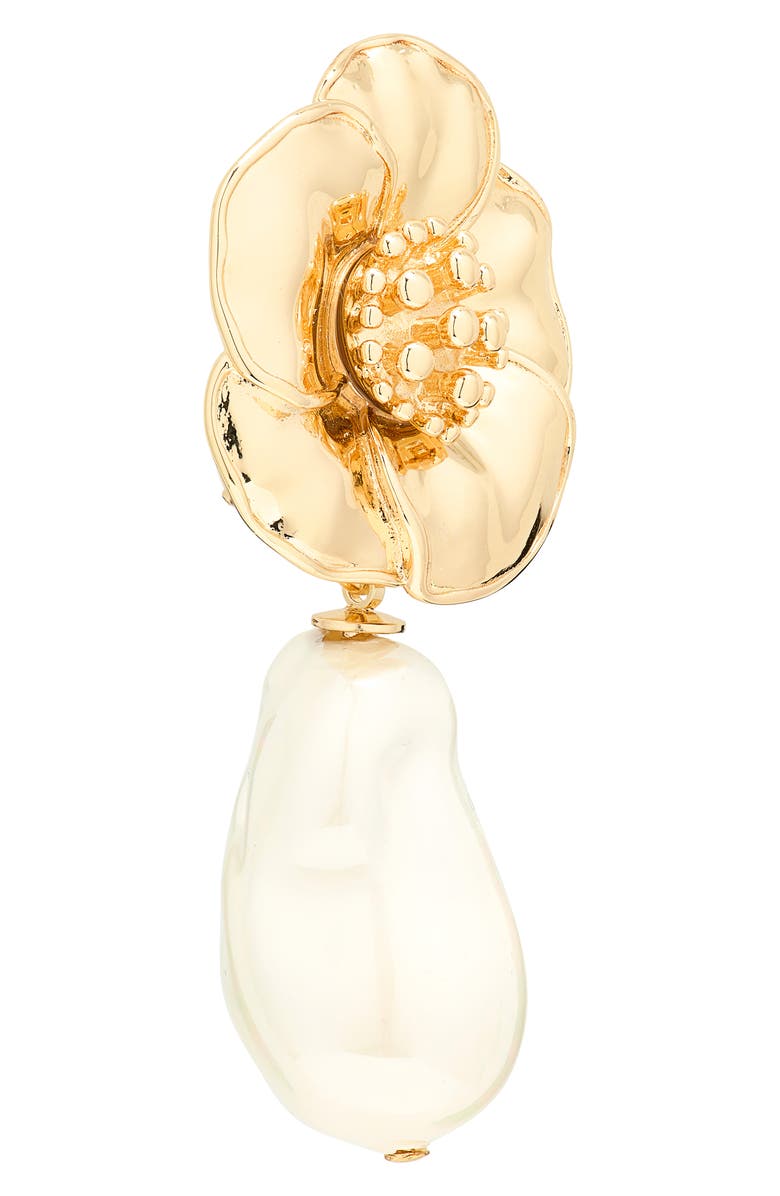 Carolina Herrera Flower & Faux Pearl Drop Earrings, Alternate, color, Multi-Color