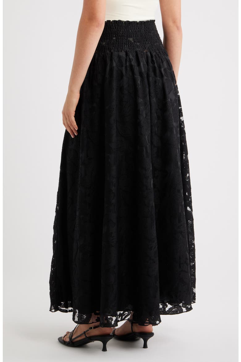 James Floral Lace Maxi Skirt, Alternate, color, BLACK