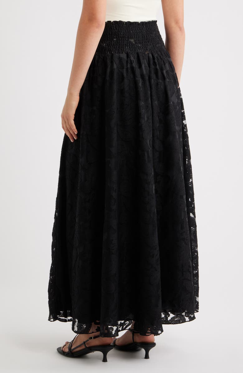 NIKKI LUND James Floral Lace Maxi Skirt, Alternate, color, Black