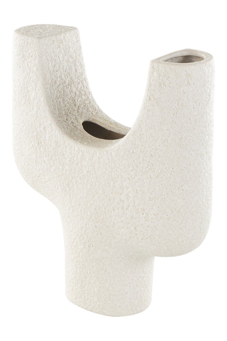 Geometric Ceramic Vase, Alternate, color, WHITE