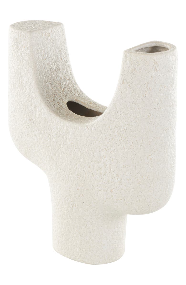 GINGER BIRCH STUDIO Geometric Ceramic Vase, Alternate, color, White