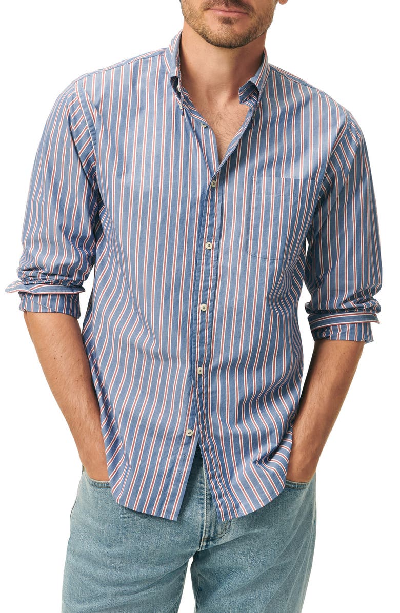 Brooks Brothers Friday Stripe Cotton Poplin Button-Down Shirt, Main, color, 
