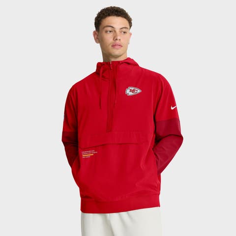 Men's Nike Red Kansas City Chiefs Sideline Anorak Half-Zip Hoodie Jacket