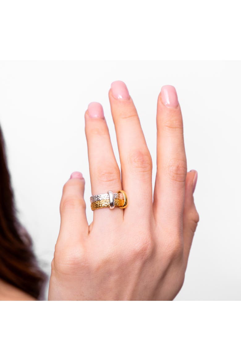 Multi Finish Double Hula Joined Ring, Alternate, color, Sterling Silver