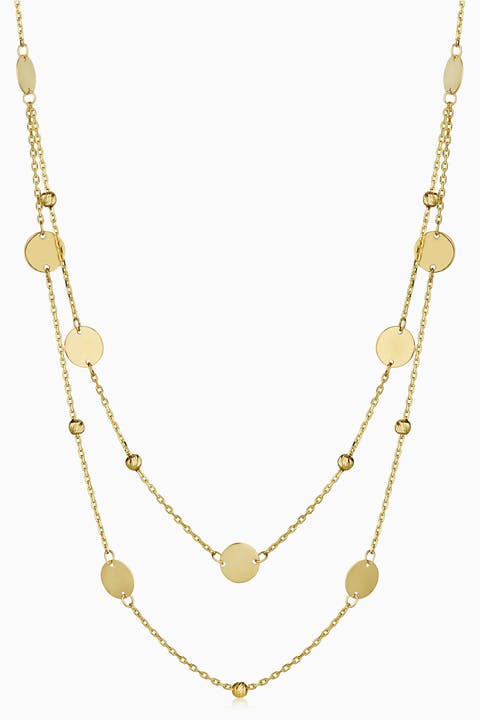 14K Gold Manhattan Layered Station Necklace