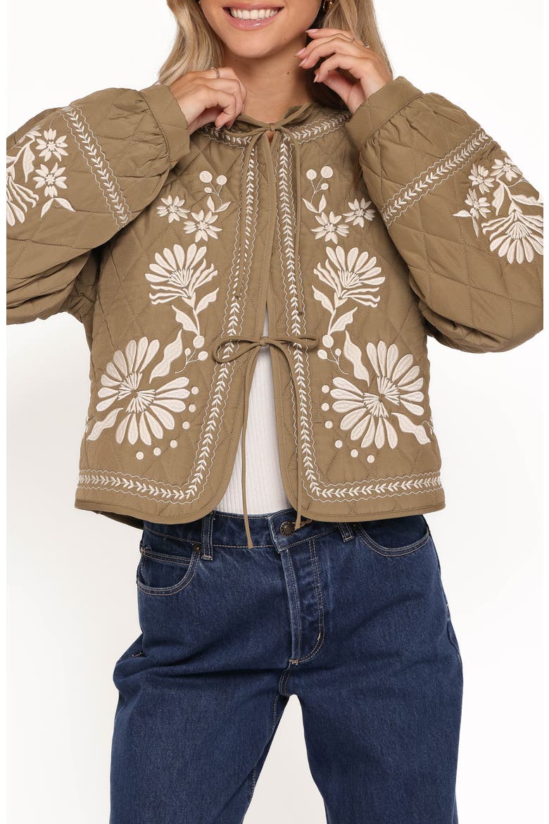 Vako Floral Quilted Jacket, Main, color, OLIVE