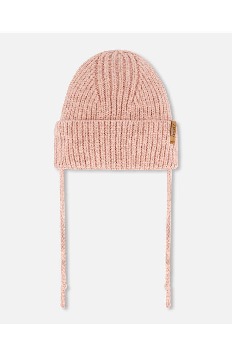 Deux par Deux Baby Girl's Mid-Season Knit Hat With Strings Dusty Pink, Main, color,