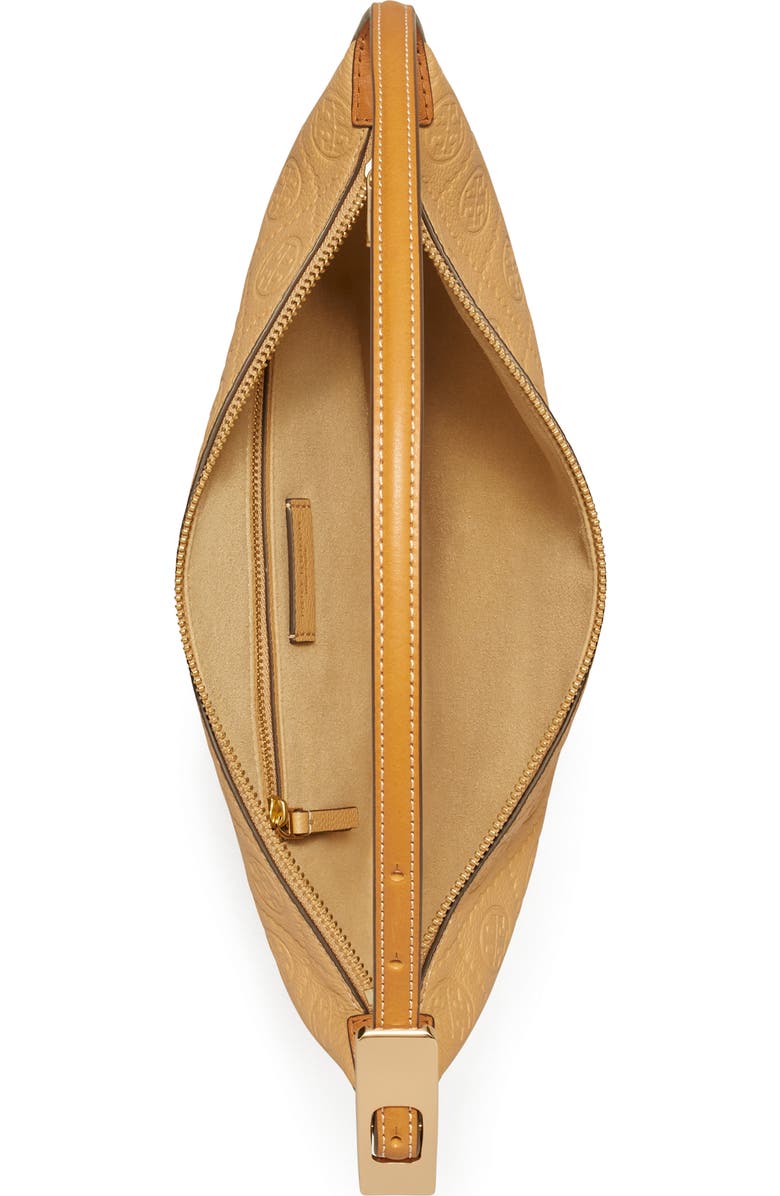 Tory Burch T-Monogram Jacquard Crescent Shoulder Bag, Alternate, color, Biscotti