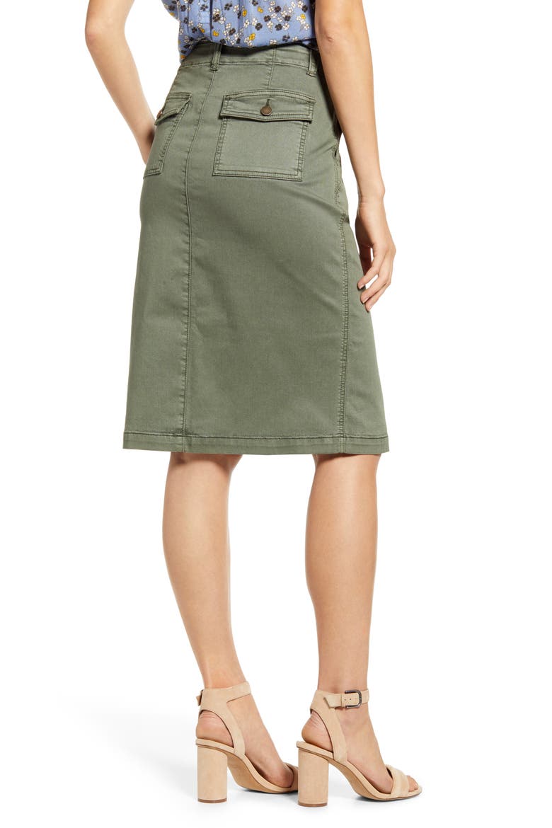Twill Cargo Skirt, Alternate, color, GREEN BEETLE