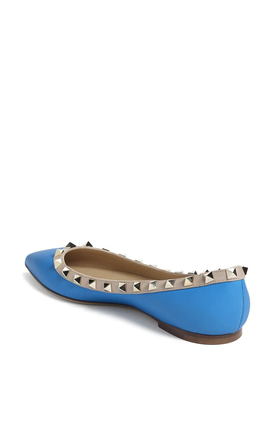 Valentino 'Rockstud' Ballerina Flat, Alternate, color, BLUE