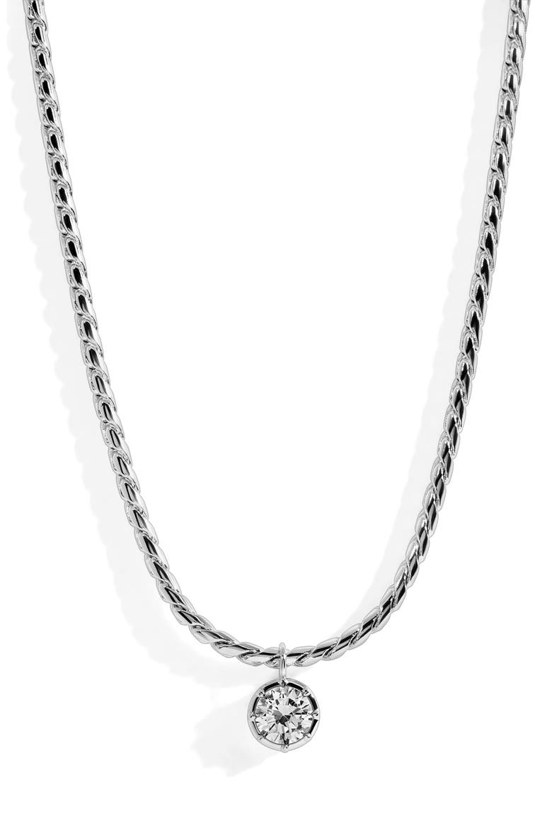 Bruna Cubic Zirconia Pendant Necklace, Main, color, SILVER