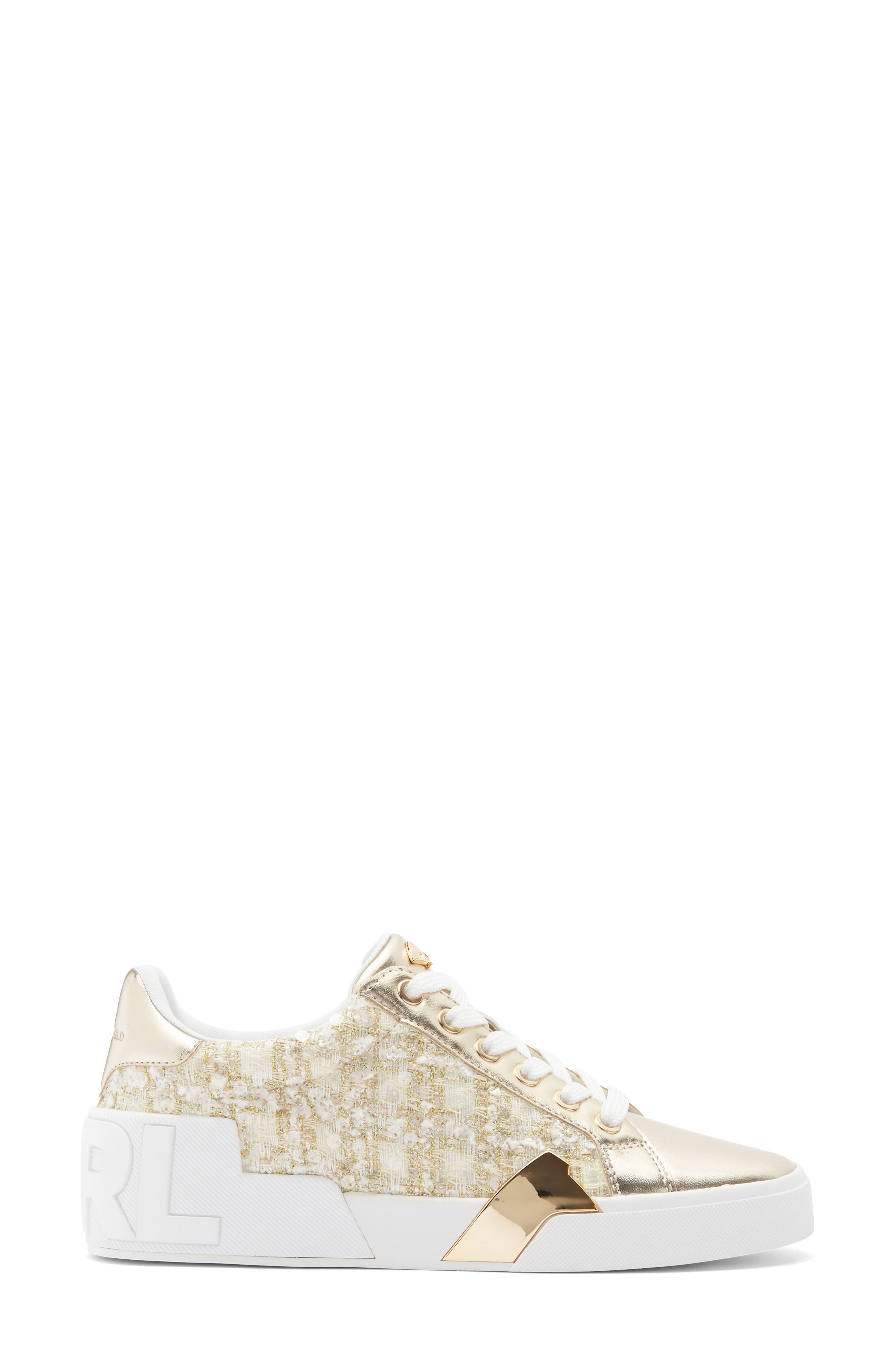 KARL LAGERFELD PARIS Marquise Lace-Up Sneaker, Alternate, color, Cream/ Gold