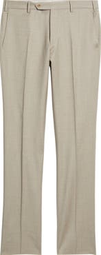 Zanella Parker Flat Front Stretch Wool Flannel Trousers