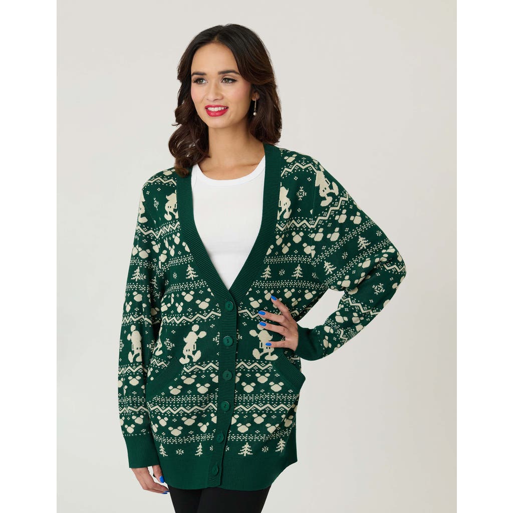 Unique Vintage Printed Knit Long Cardigan In Green