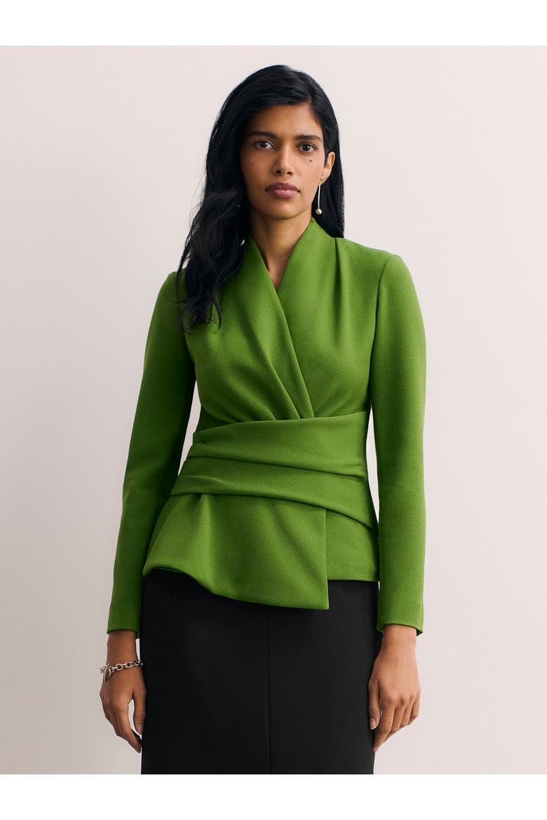 Sculpted Wrap Blouse Tailored Waist, Main, color, Green