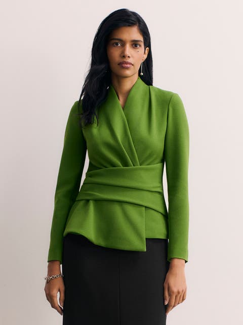 Sculpted Wrap Blouse Tailored Waist