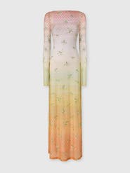Missoni Long Cover-up Dress In Lamé Viscose With Dégradé Spiderweb Motif And Embroidery