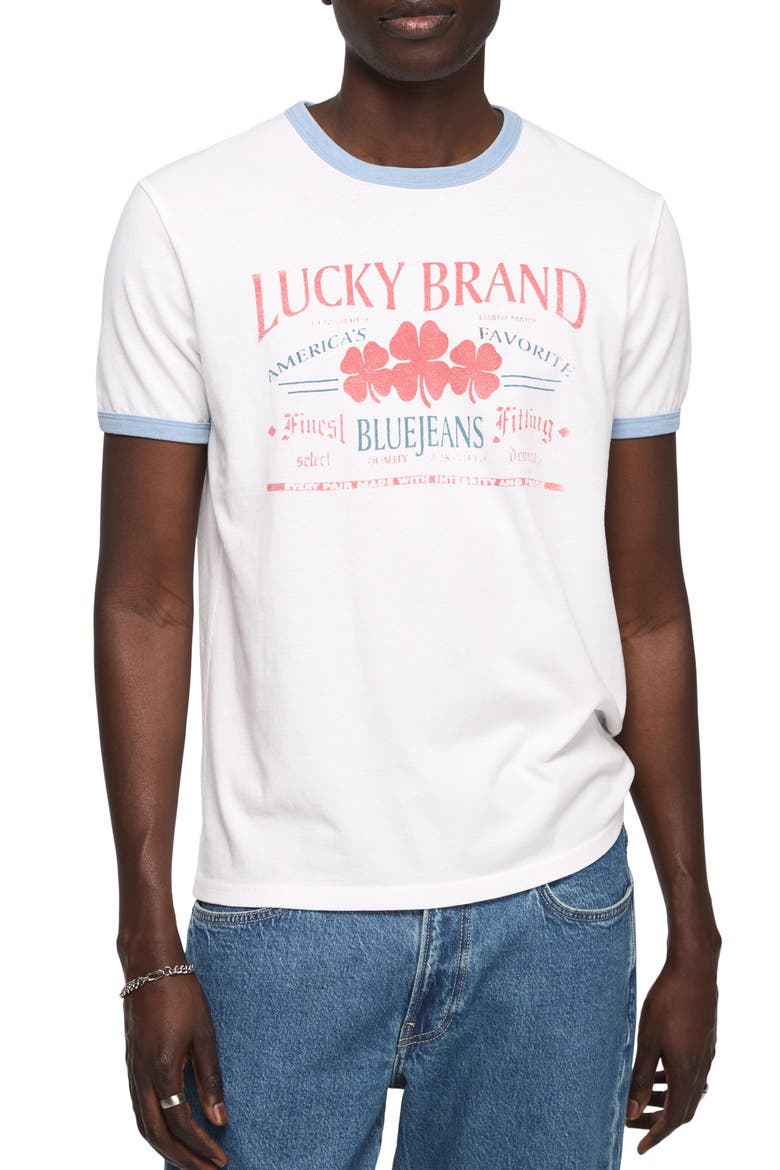 Logo Graphic Ringer T-Shirt, Main, color, BRIGHT WHITE