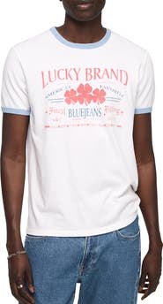 Lucky Brand Logo Graphic Ringer T-Shirt