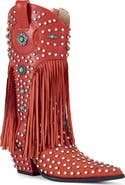 AZALEA WANG Greyson Fringe & Stud Cowboy Boot