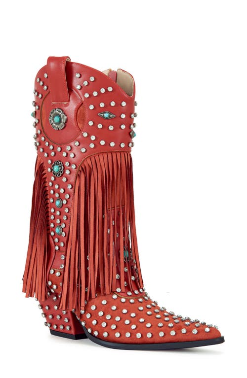 AZALEA WANG AZALEA WANG GREYSON FRINGE & STUD COWBOY BOOT 