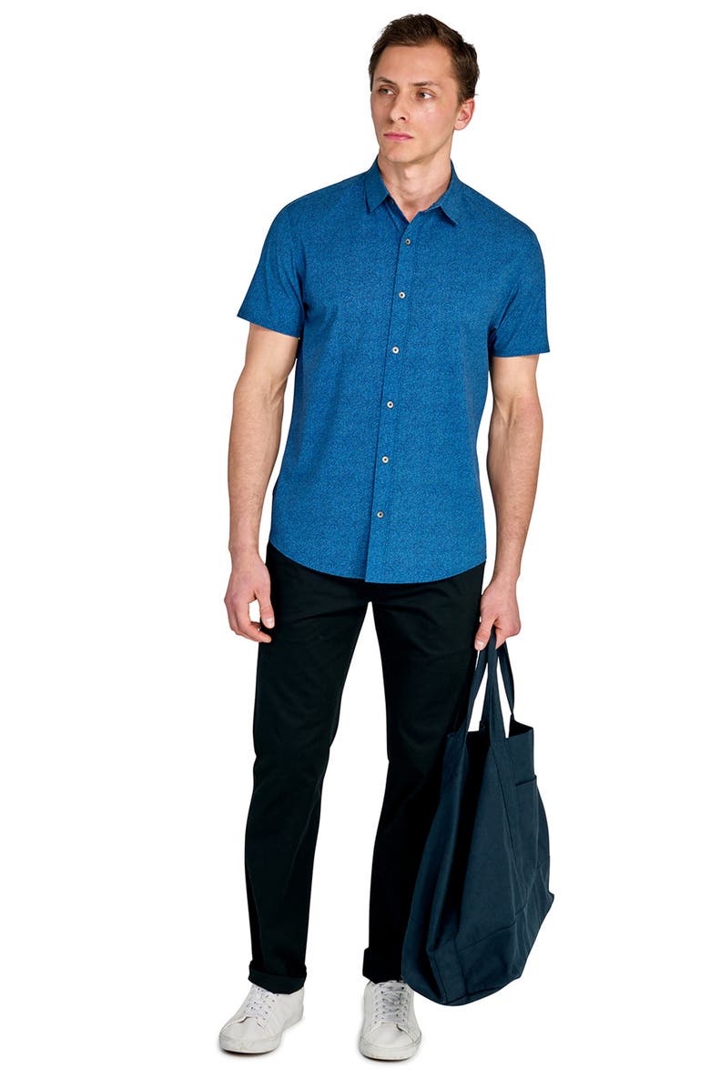 W.R.K Trim Fit Short Sleeve Performance Button-Up Shirt, Alternate, color, Blue