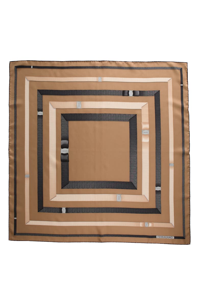 FERRAGAMO Varelle Trompe l'Oeil Silk Foulard Scarf, Alternate, color,