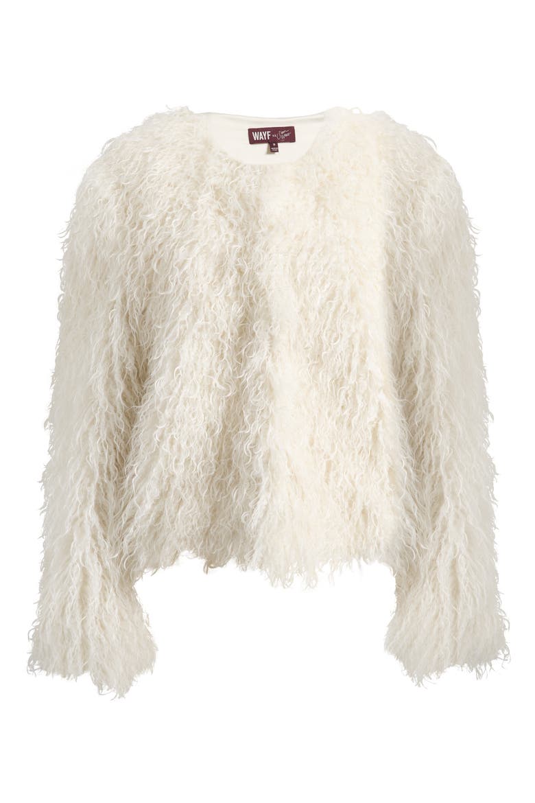 x Sara Walker Bridgette Faux Fur Jacket, Alternate, color, IVORY