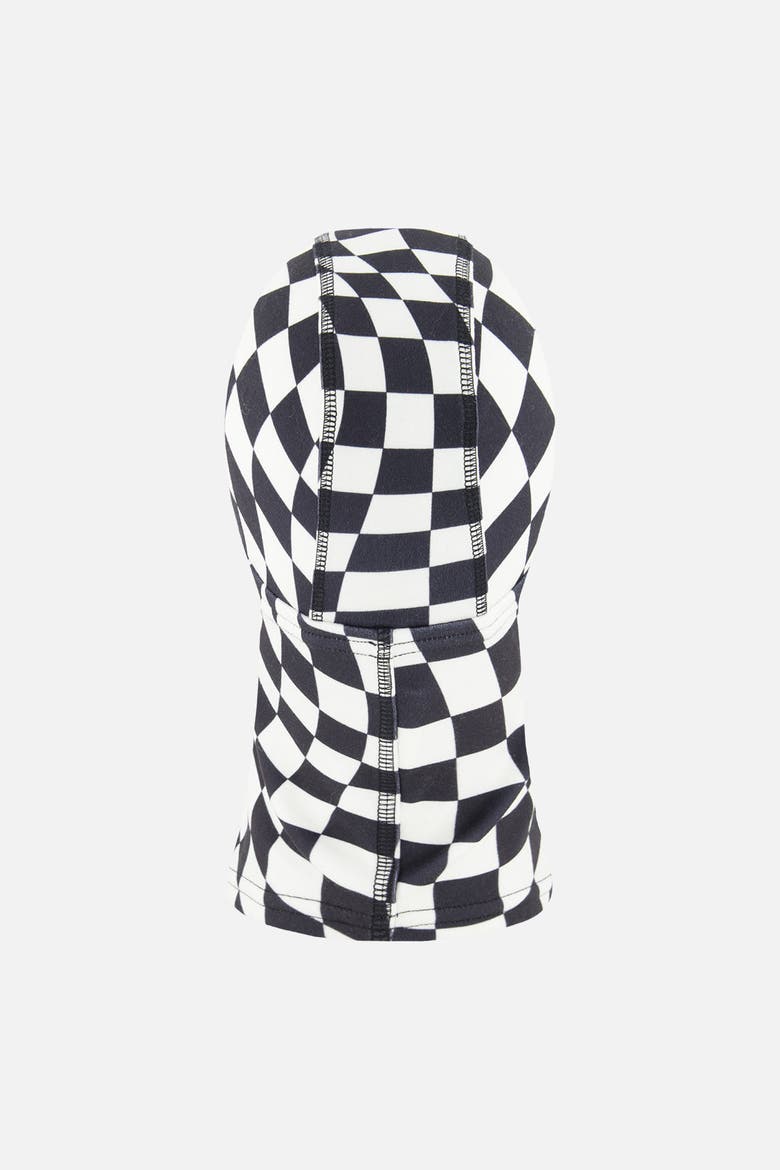 Checkered Brushed Jersey Reflective Full-Coverage Balaclava, Alternate, color, White Checkered Print
