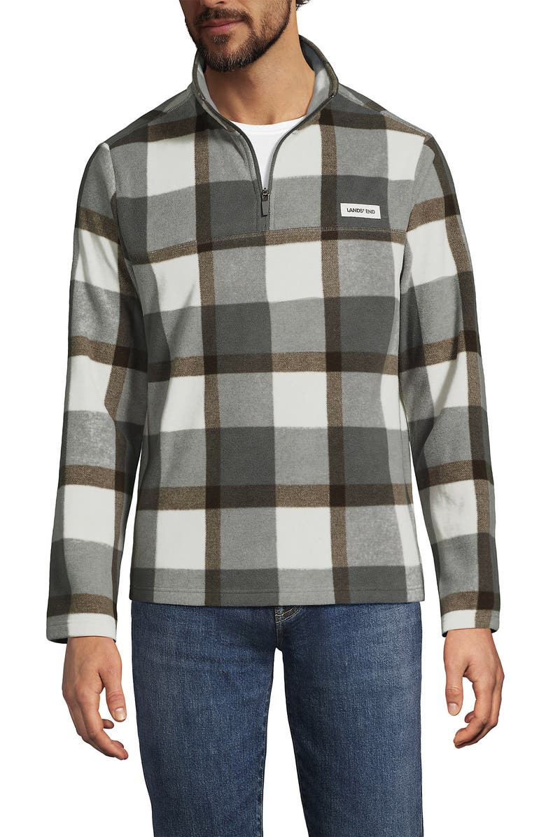 Lands' End Anyweather Fleece Quarter Zip Pullover, Alternate, color, Boulder Gray Glen Plaid