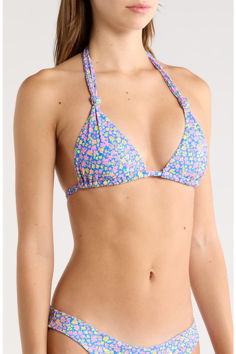 Soft Knot Halter Triangle Bikini Top, Alternate, color, ROSIE RALLY