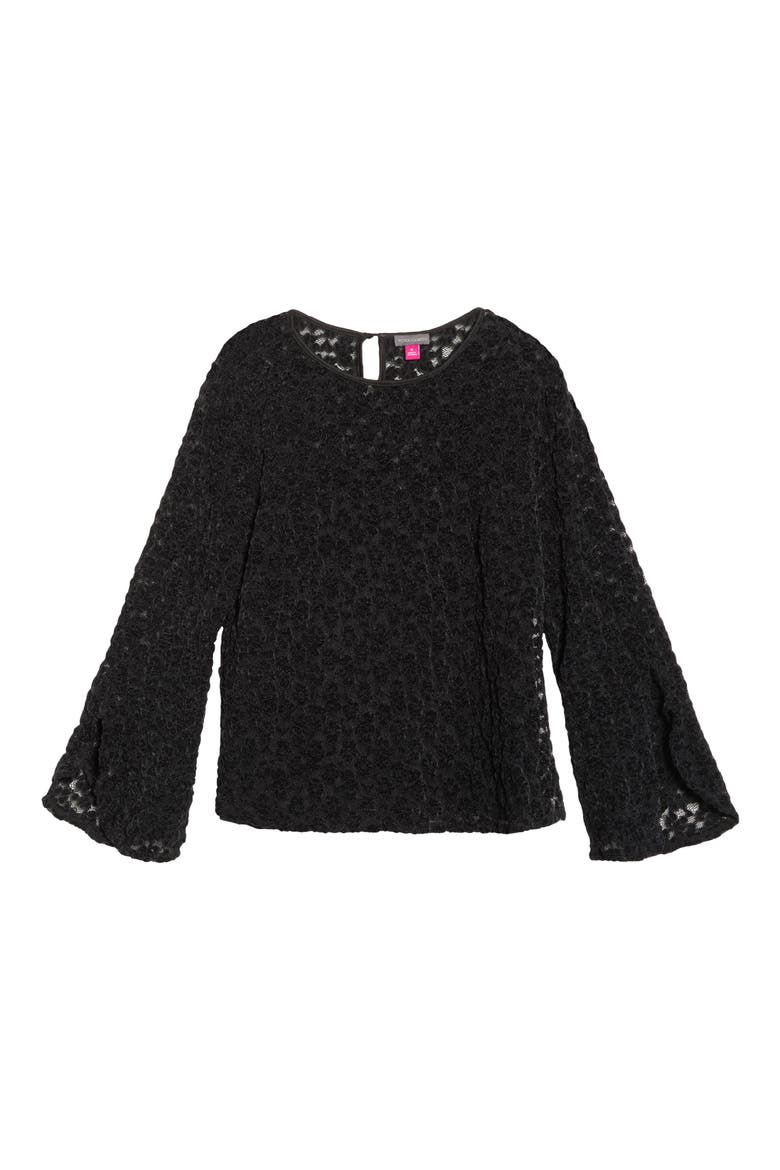 Ruffle Sleeve Lace Top, Alternate, color, RICH BLACK